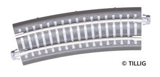 Tillig 83772 - Bettungsgleis grau BR 3-ü: Gebogenes Gleis, R 396 mm/15° Übergang (TT, H0m)